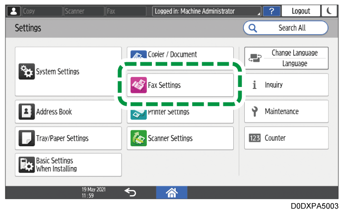 Operation panel screen illustration