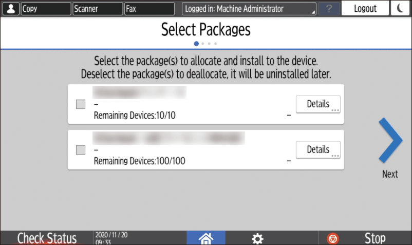 Operation panel screen illustration