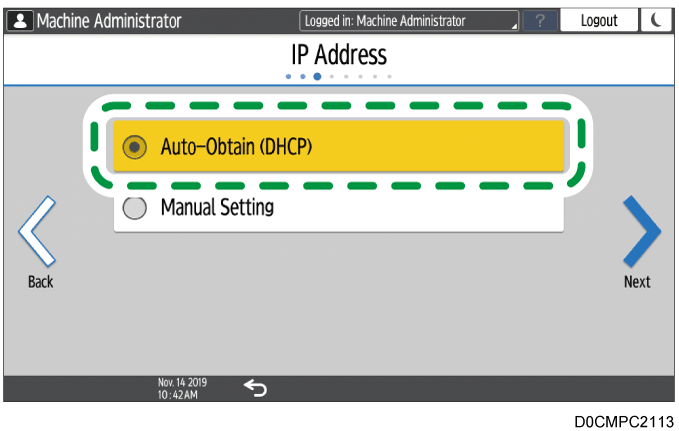 Operation panel screen illustration