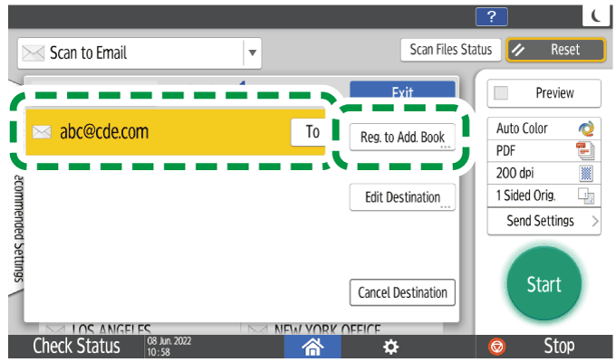 Operation panel screen illustration