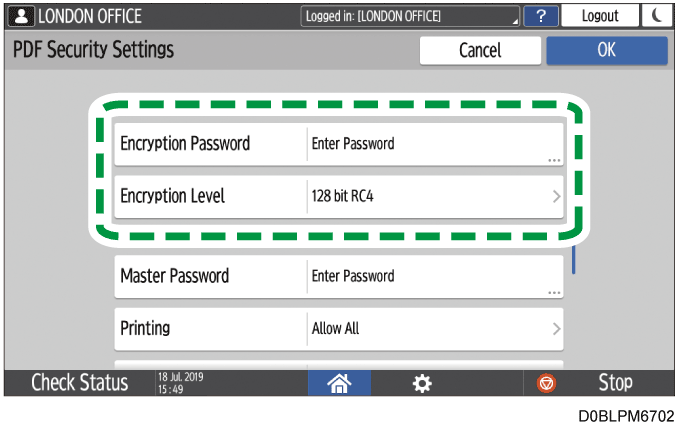 Operation panel screen illustration