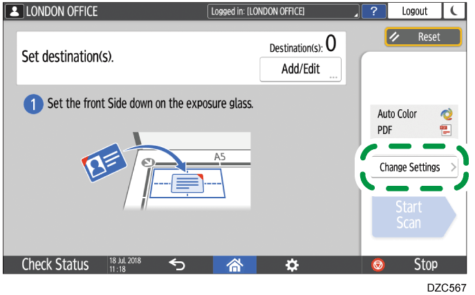 Operation panel screen illustration