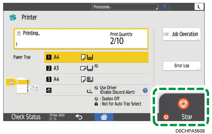 Operation panel screen illustration