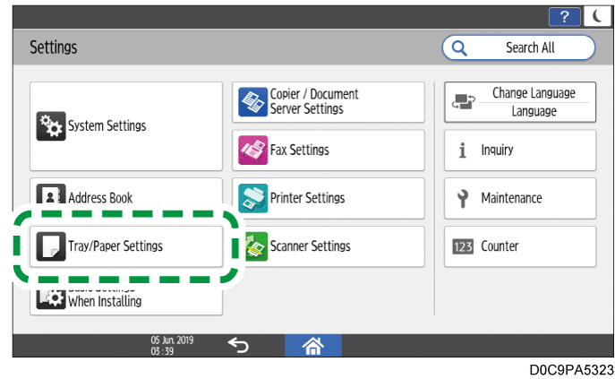 Operation panel screen illustration