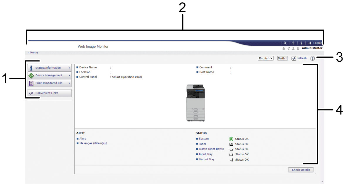 Web browser screen illustration numbered callout illustration
