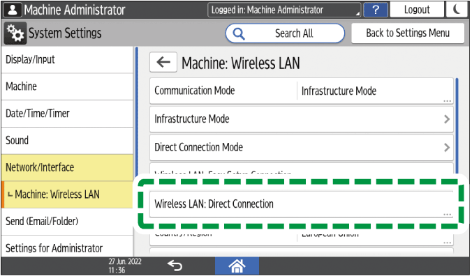 Operation panel screen illustration