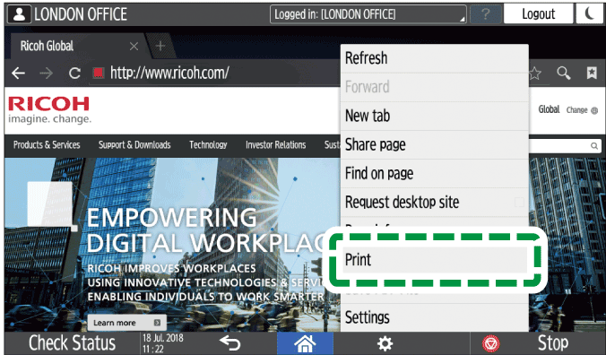 Operation panel screen illustration