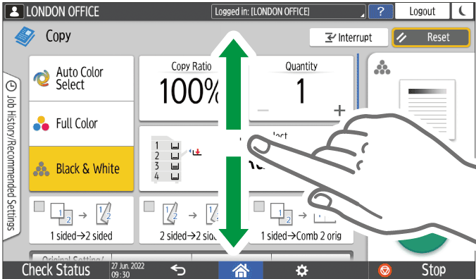 Operation panel screen illustration