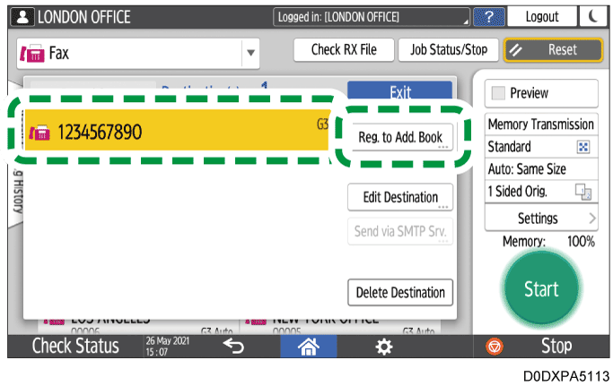 Operation panel screen illustration