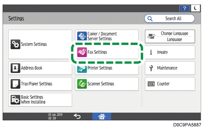 Operation panel screen illustration