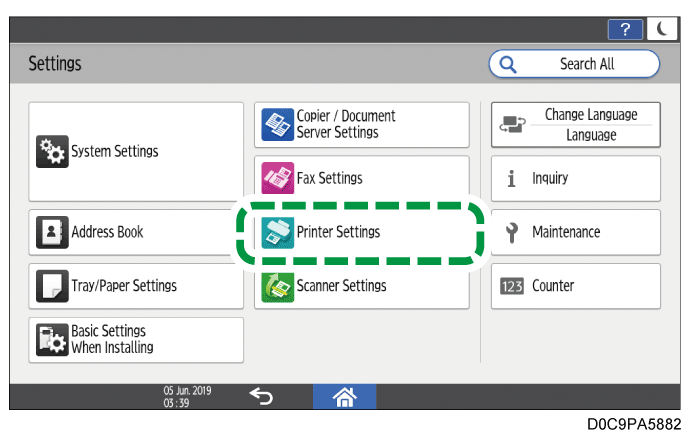 Operation panel screen illustration