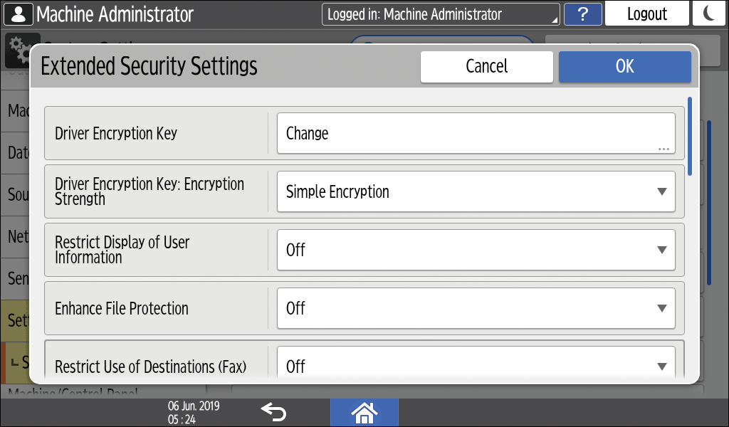 Operation panel screen illustration