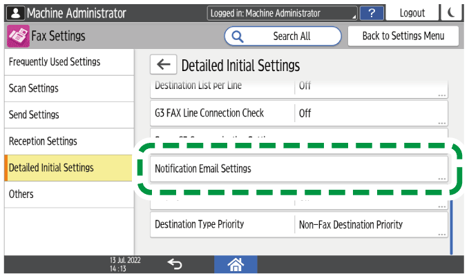 Operation panel screen illustration