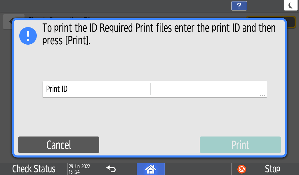 Operation panel screen illustration