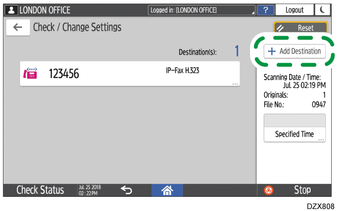 Operation panel screen illustration