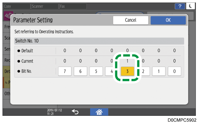 Operation panel screen illustration