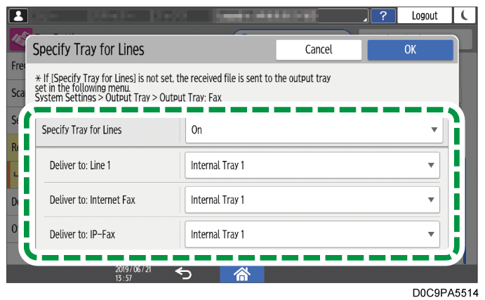Operation panel screen illustration