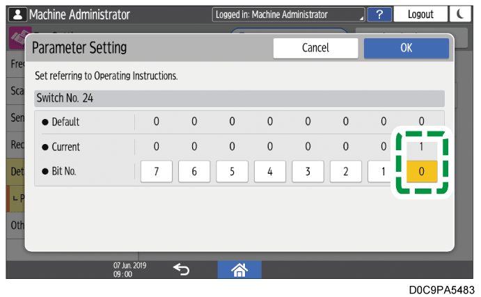 Operation panel screen illustration