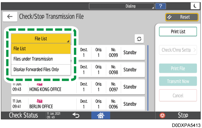 Operation panel screen illustration