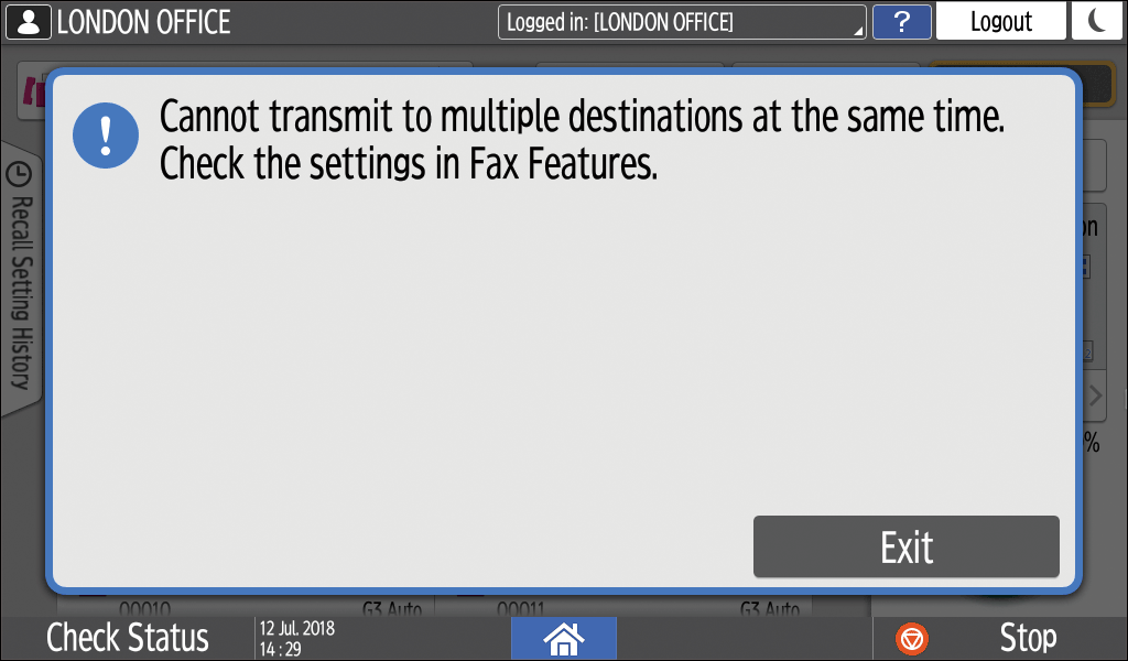 Operation panel screen illustration