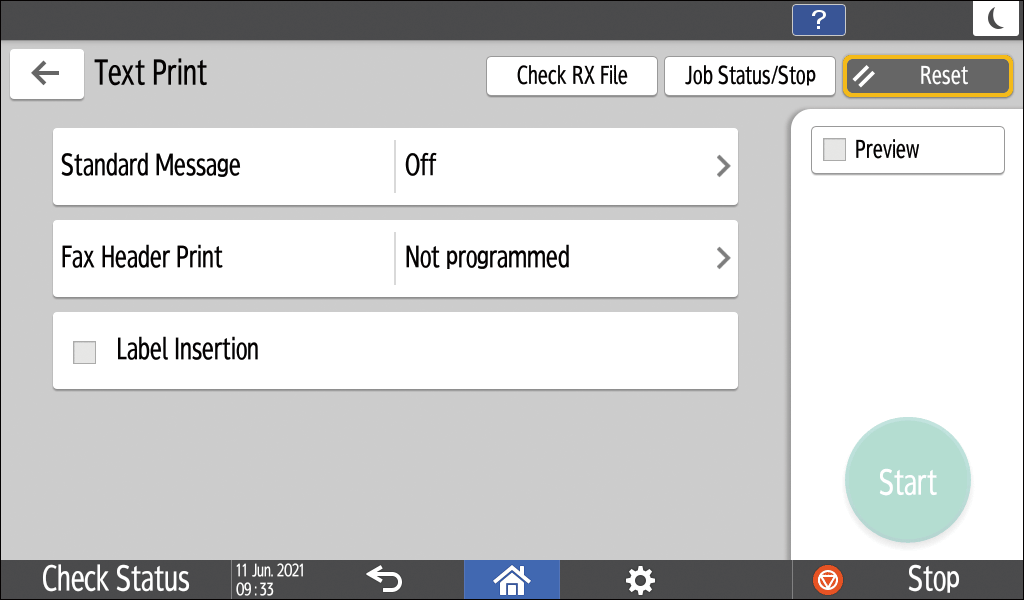 Operation panel screen illustration