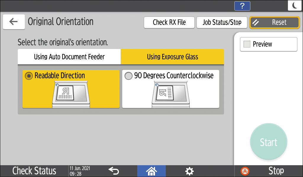 Operation panel screen illustration