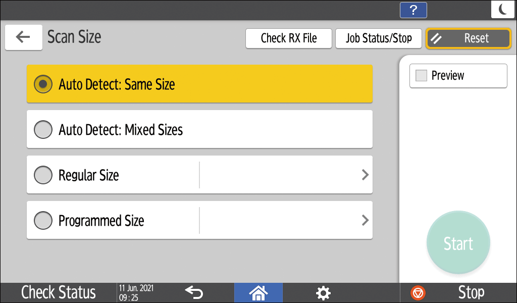 Operation panel screen illustration