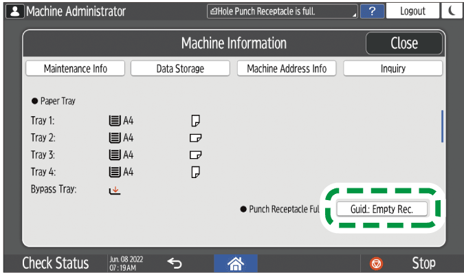 Operation panel screen illustration