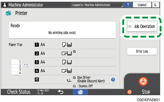 Operation panel screen illustration