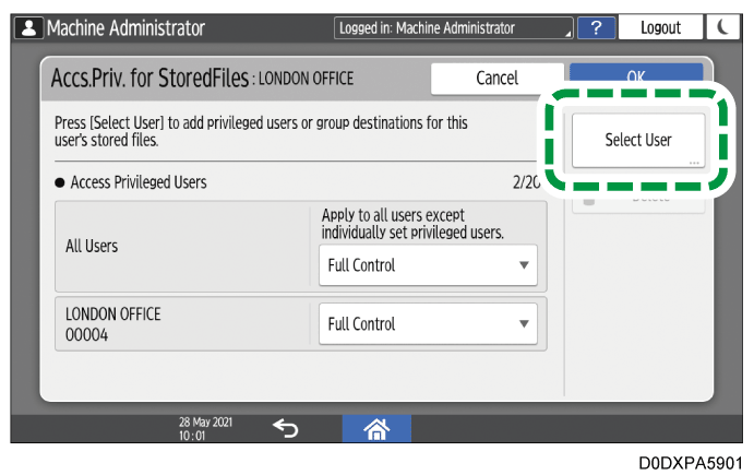 Operation panel screen illustration