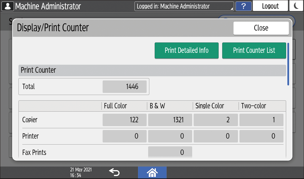 Operation panel screen illustration