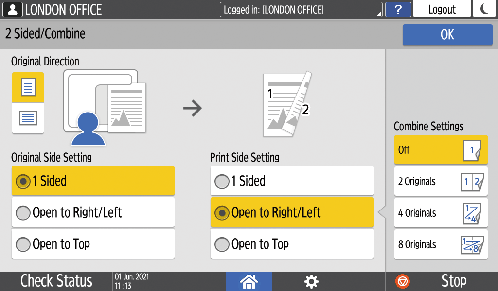 Operation panel screen illustration