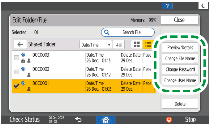 Operation panel screen illustration