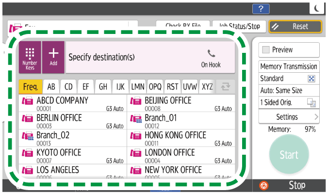 Operation panel screen illustration