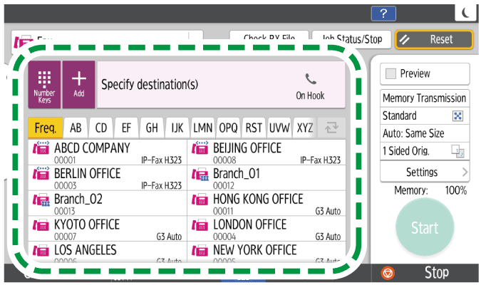 Operation panel screen illustration