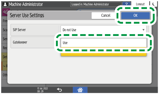 Operation panel screen illustration
