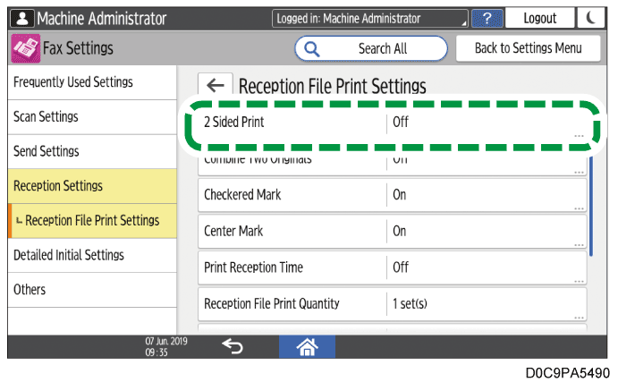 Operation panel screen illustration