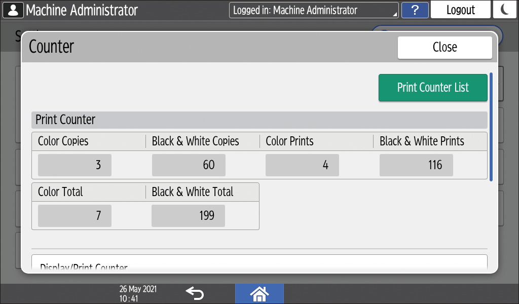 Operation panel screen illustration