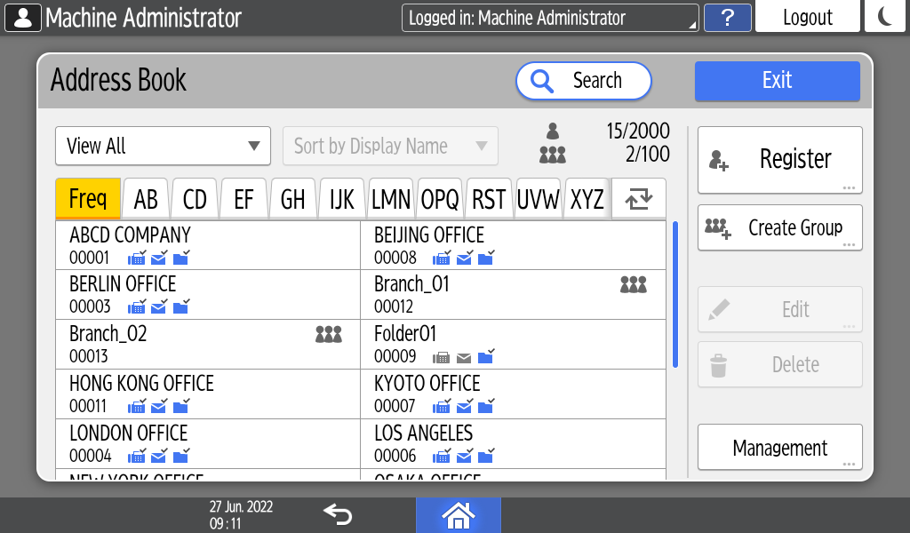 Operation panel screen illustration