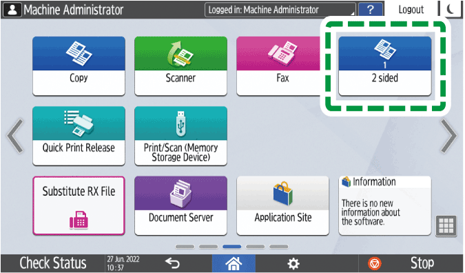 Operation panel screen illustration