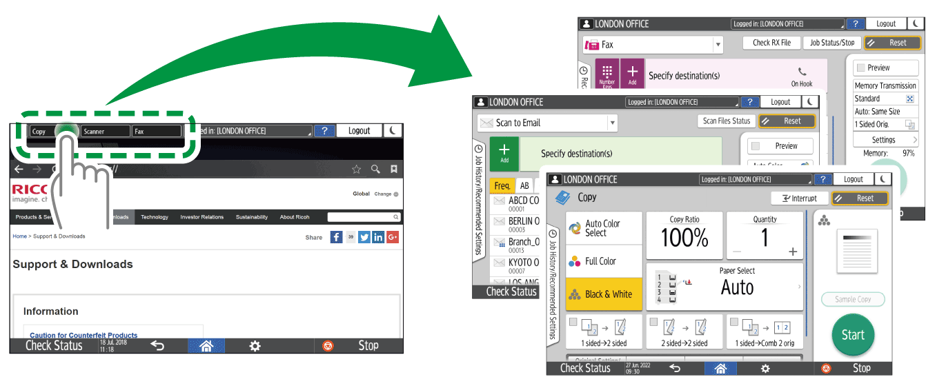 Operation panel screen illustration