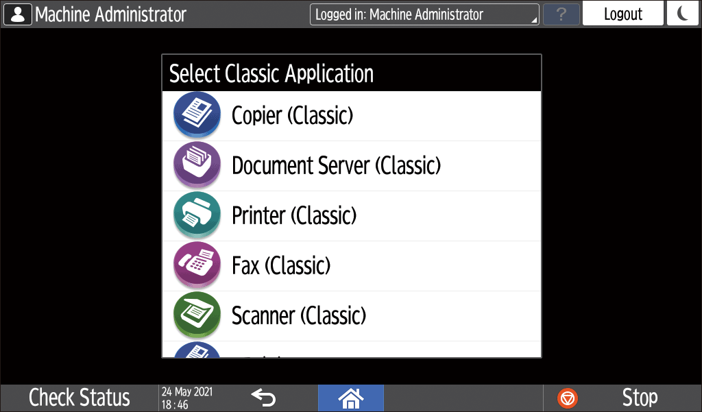 Operation panel screen illustration