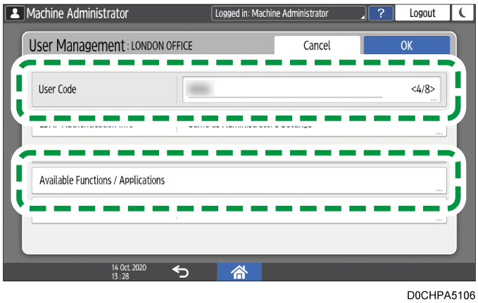 Operation panel screen illustration