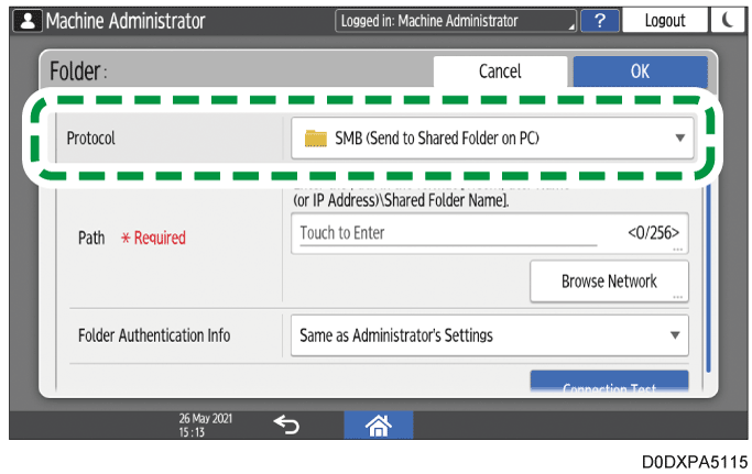 Operation panel screen illustration