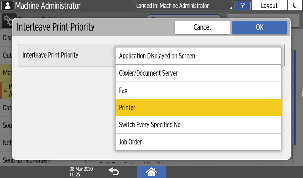 Operation panel screen illustration