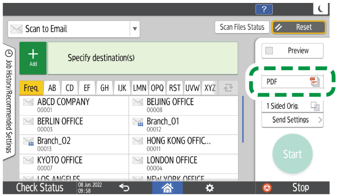 Operation panel screen illustration