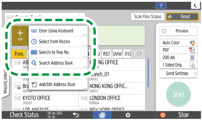 Operation panel screen illustration