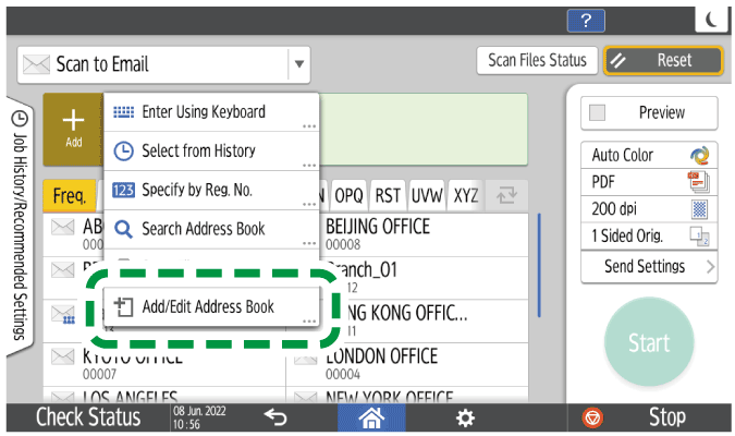 Operation panel screen illustration