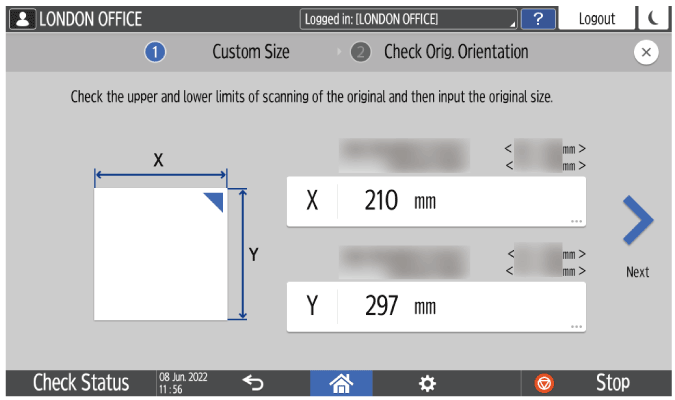 Operation panel screen illustration