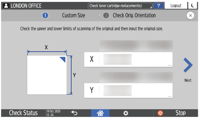 Operation panel screen illustration